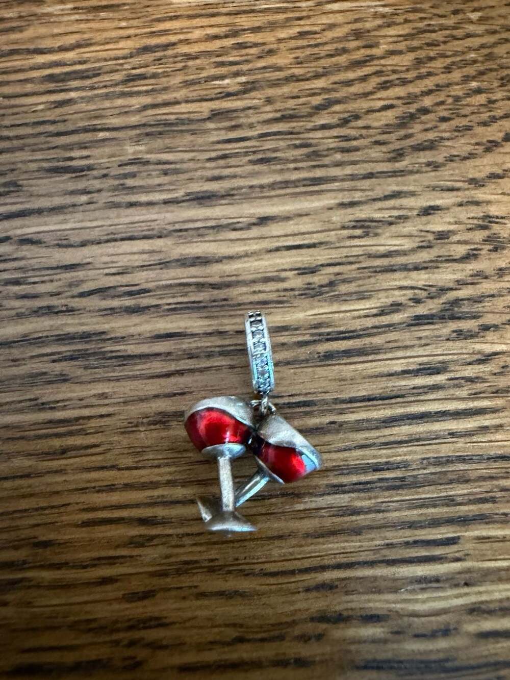 Pandora Wine Glass Dangle Charm S925 Red Enamel Sterling Silver
